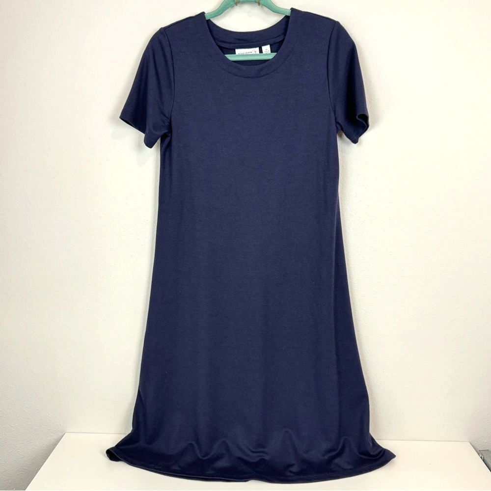 Susan Graver Navy Short Sleeve T-shirt Midi Dress XS